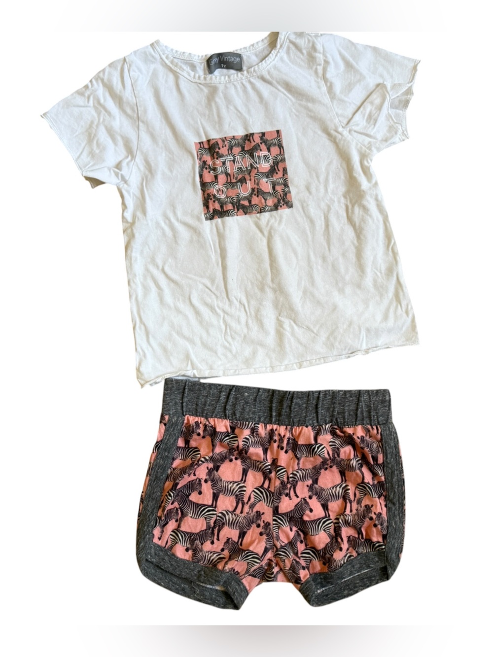 Miki Miette Zebra Print Shirt and Shorts Set